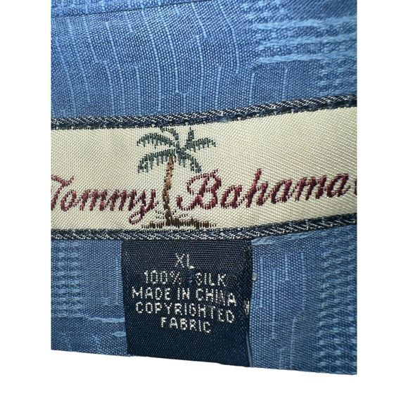Tommy Bahama Islander Fronds 100% Silk Camp Size XL Blue Floral Tropical NWT - Picture 5 of 7